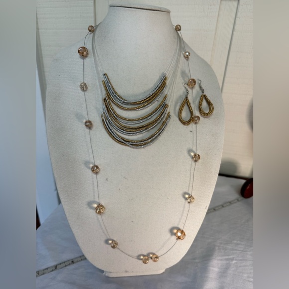 Infinity style necklace and earrings set with extra - Picture 2 of 9